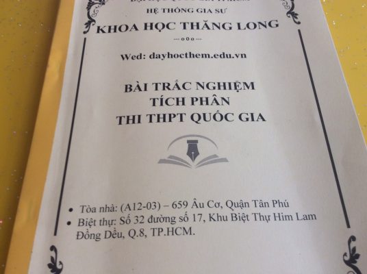 gia sư dạy kèm trắc nghiệm tích phân